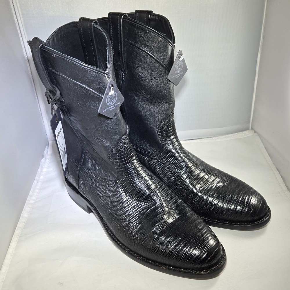 Cody James Black 1978 Boots Mens 9 D Carmen Teju Lizard Roper Round Toe NWT